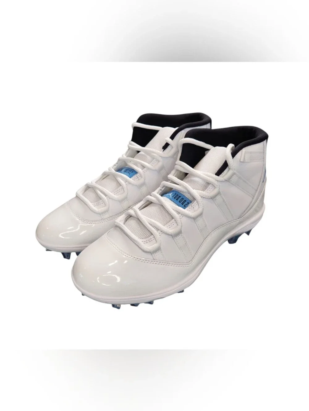 Jordan Kids' White & University Blue High-Top Cleats